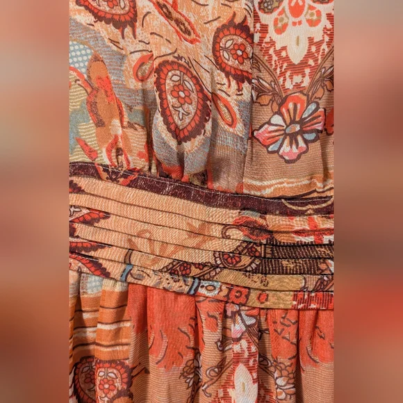 Tulip Creations Bohemian Orange Patterned Dress - Picture 6 of 7
